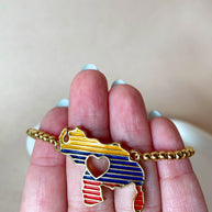 Venezuelan Tricolor Map Adjustable Golden Bracelet
