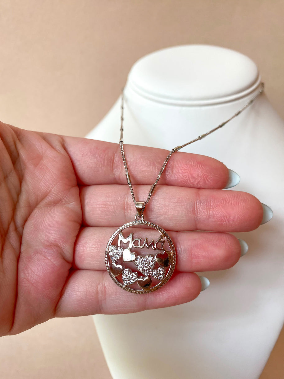Silver Circular Mama Necklace