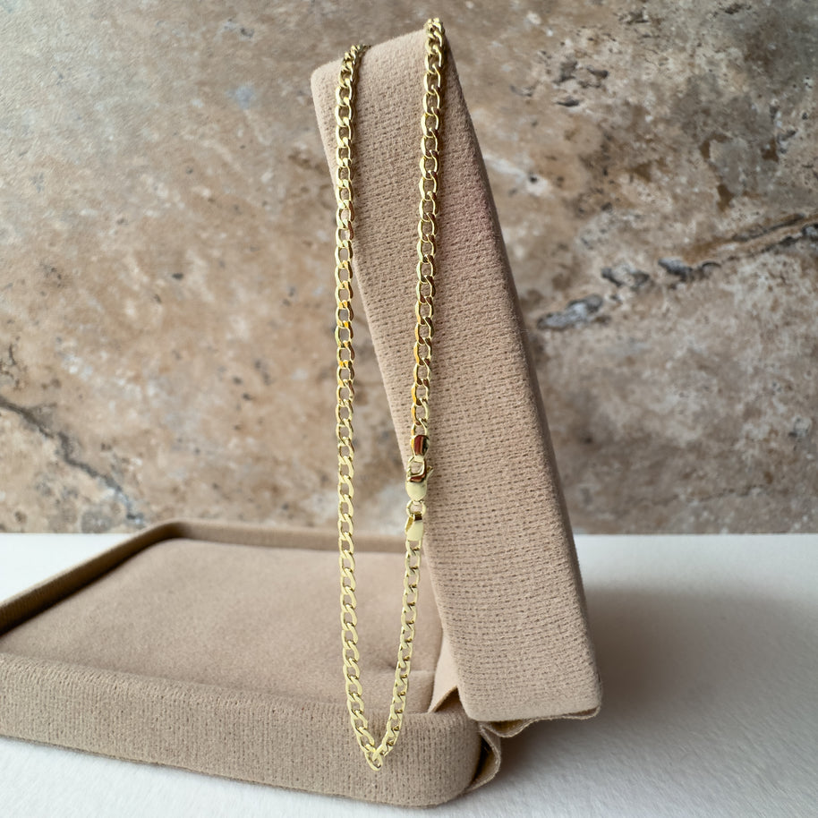 Cuban Style Semi Solid Real 14k Gold Necklace