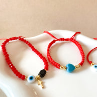 Variety of Red Threads Protection Charms Adjustable Bracelets