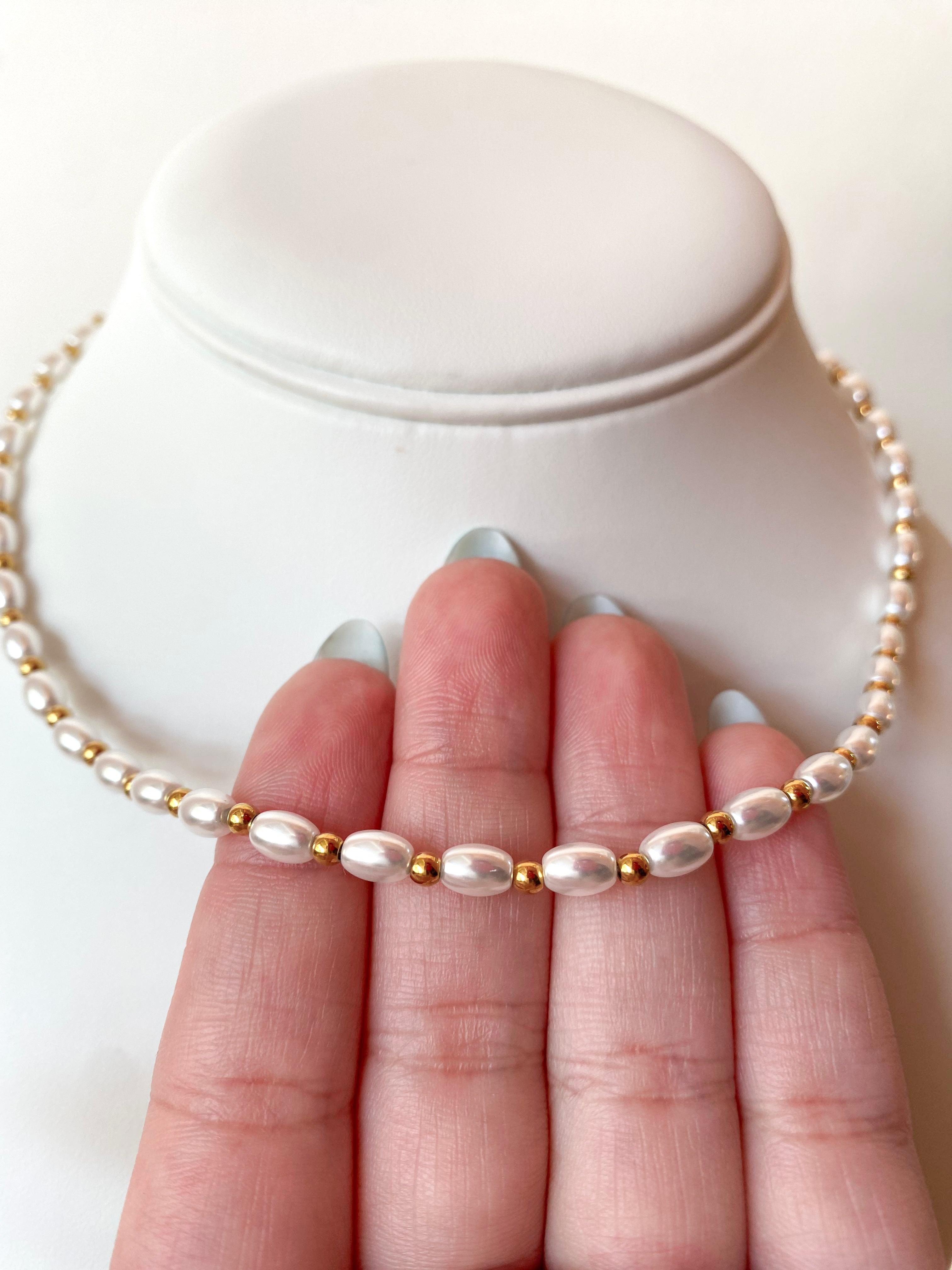 Pearls and Balls Steel Necklace