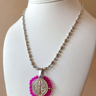 Silver St. Benedict Crystal Medal Necklaces