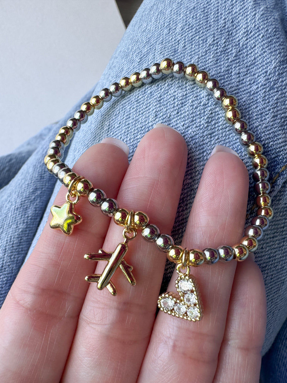 Airplane + ⭐️ & Heart 🤍 Elastic Bracelet
