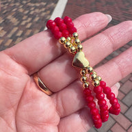 Red Crystals 3 Layers Heart Bracelet