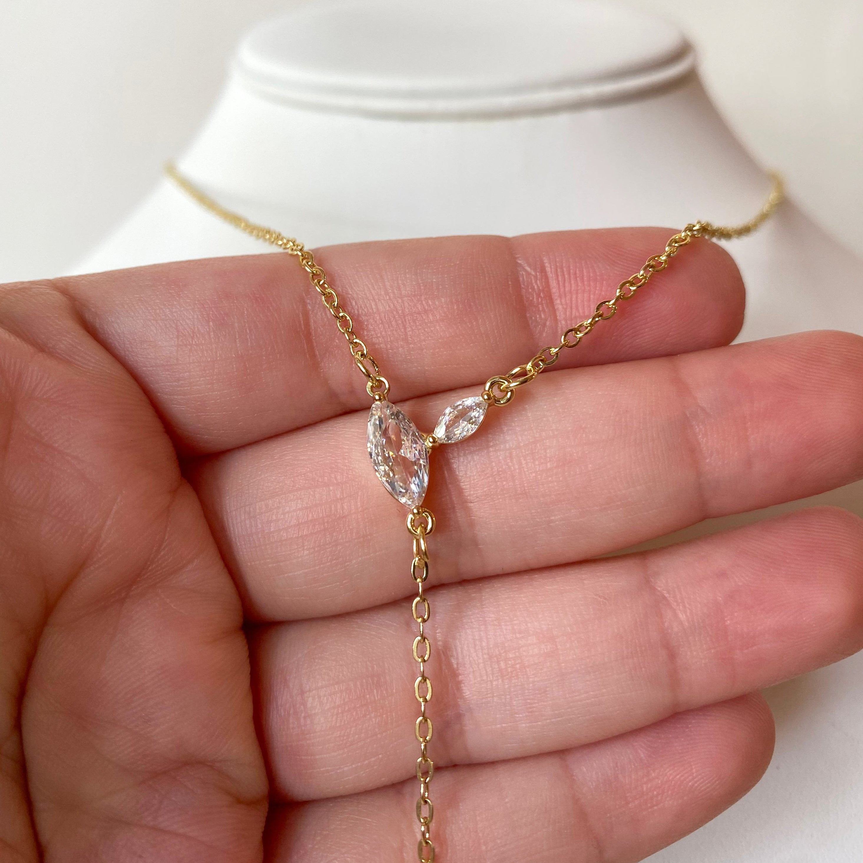 Golden Classic Teardrop Style Large Necklace