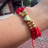 Red Crystals 3 Layers Heart Bracelet