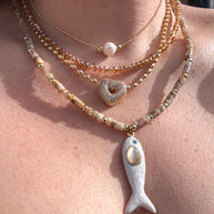 Australian Zebra Stone Necklace with Fish