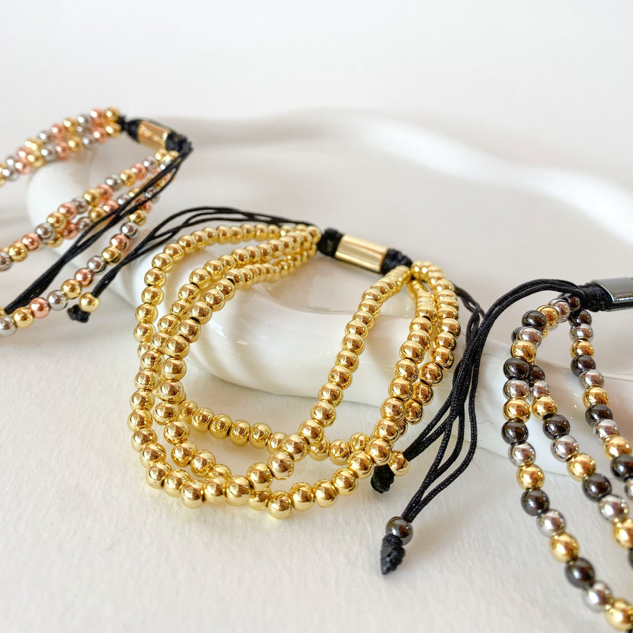 3 Layers Golden Balin Adjustable Bracelet