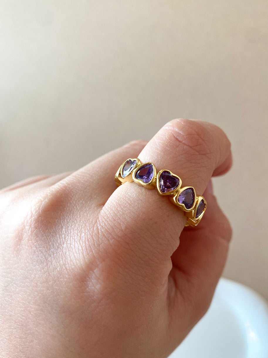 Crystals Hearts Colorful Rings