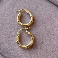 Bambu Style 18k Solid Gold Hoops