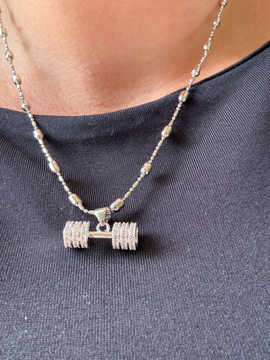 Cadena Silver Gym Charm