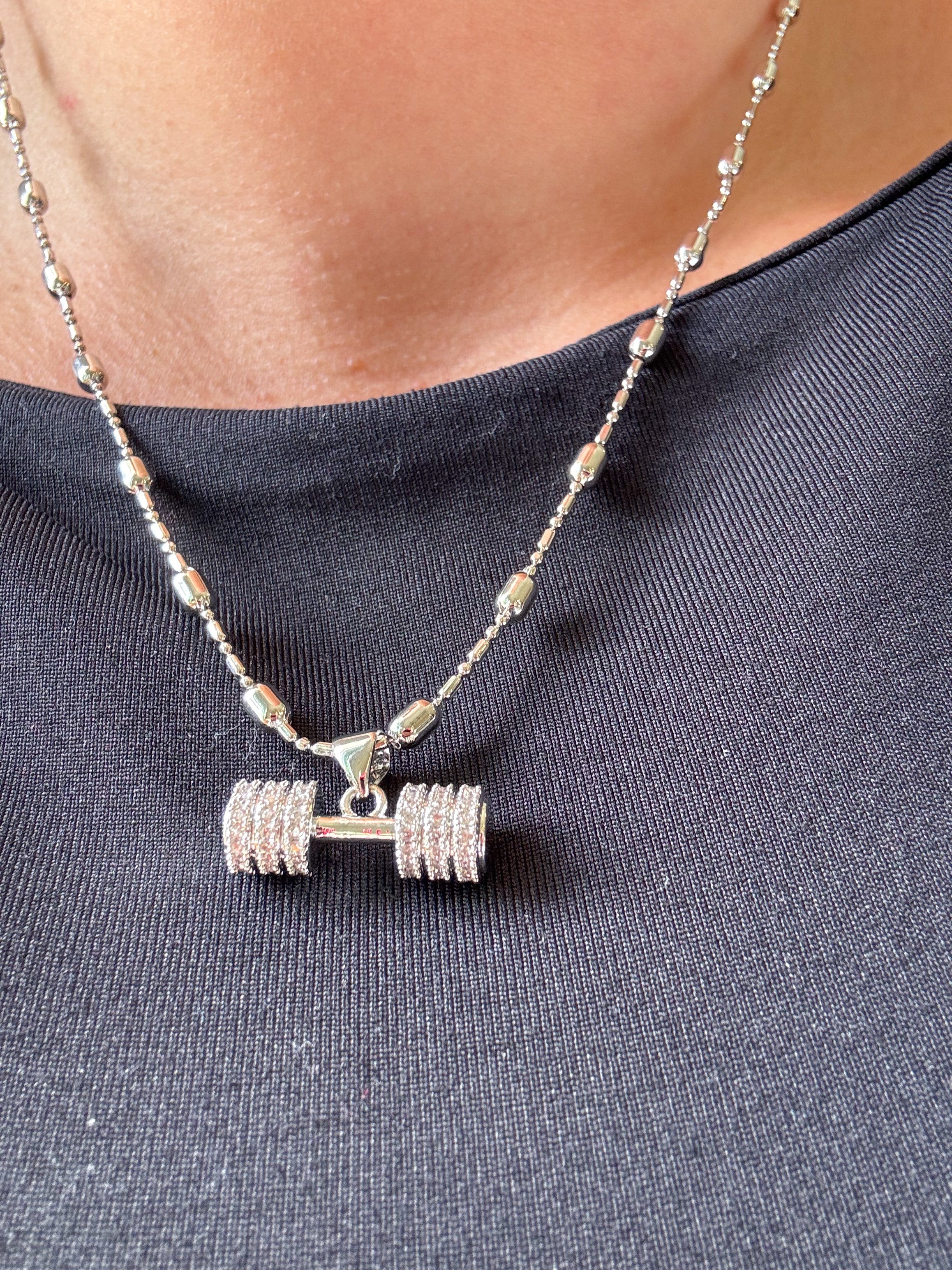 Cadena Silver Gym Charm