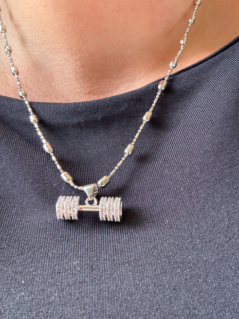 Cadena Silver Gym Charm