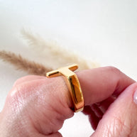 Golden Steel Cross Shape Ring