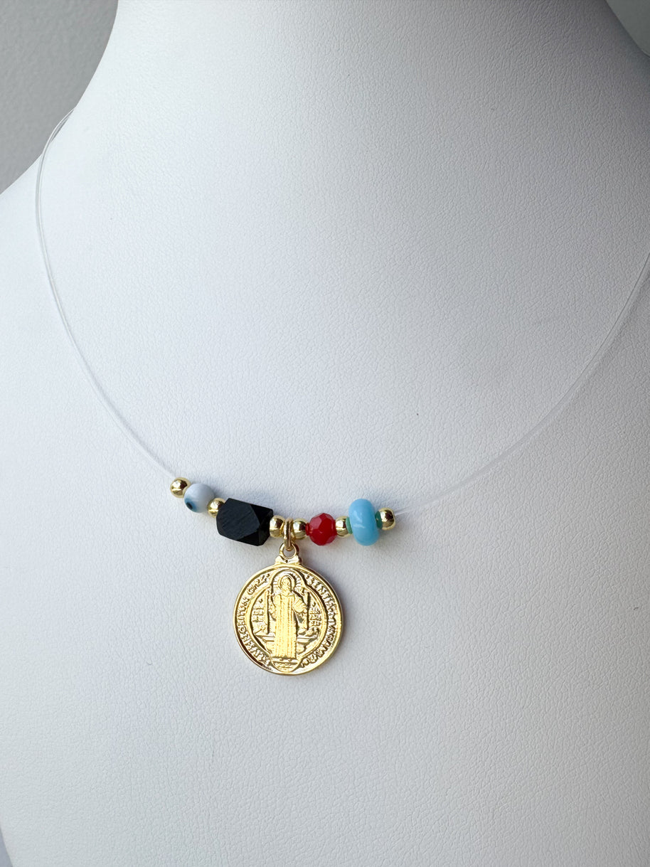 St. Benedict & Our Father Ghost Style Necklace