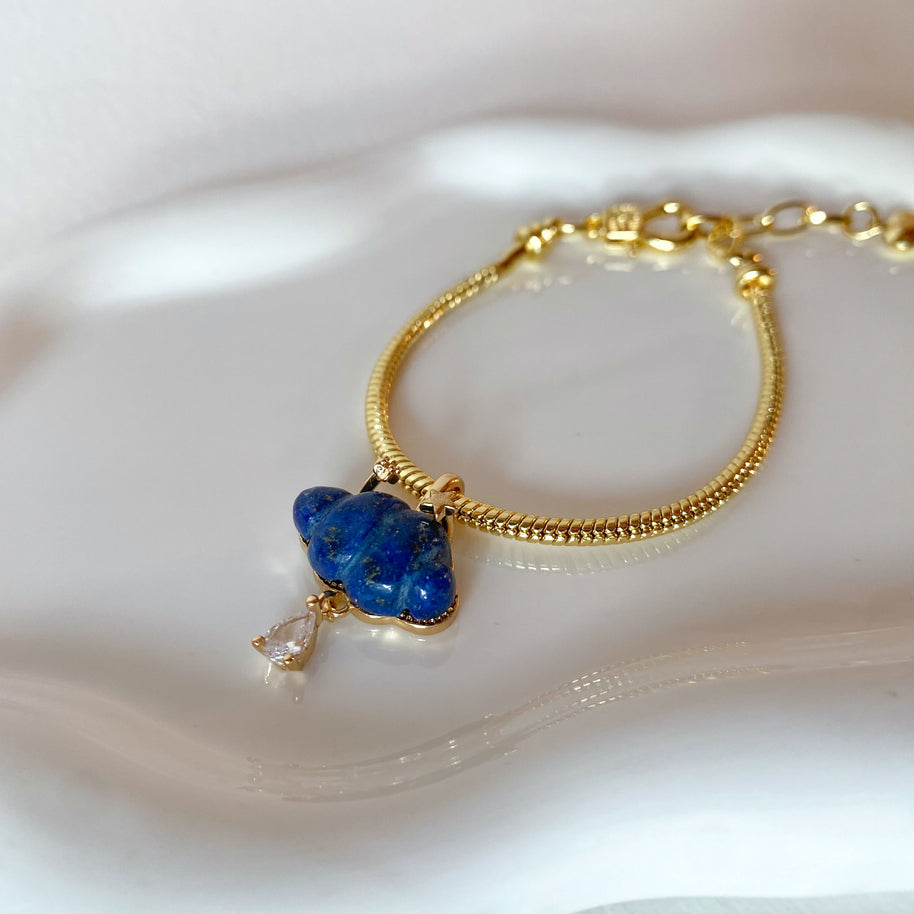 Lapislazuli Cloud Drop Golden Bracelet