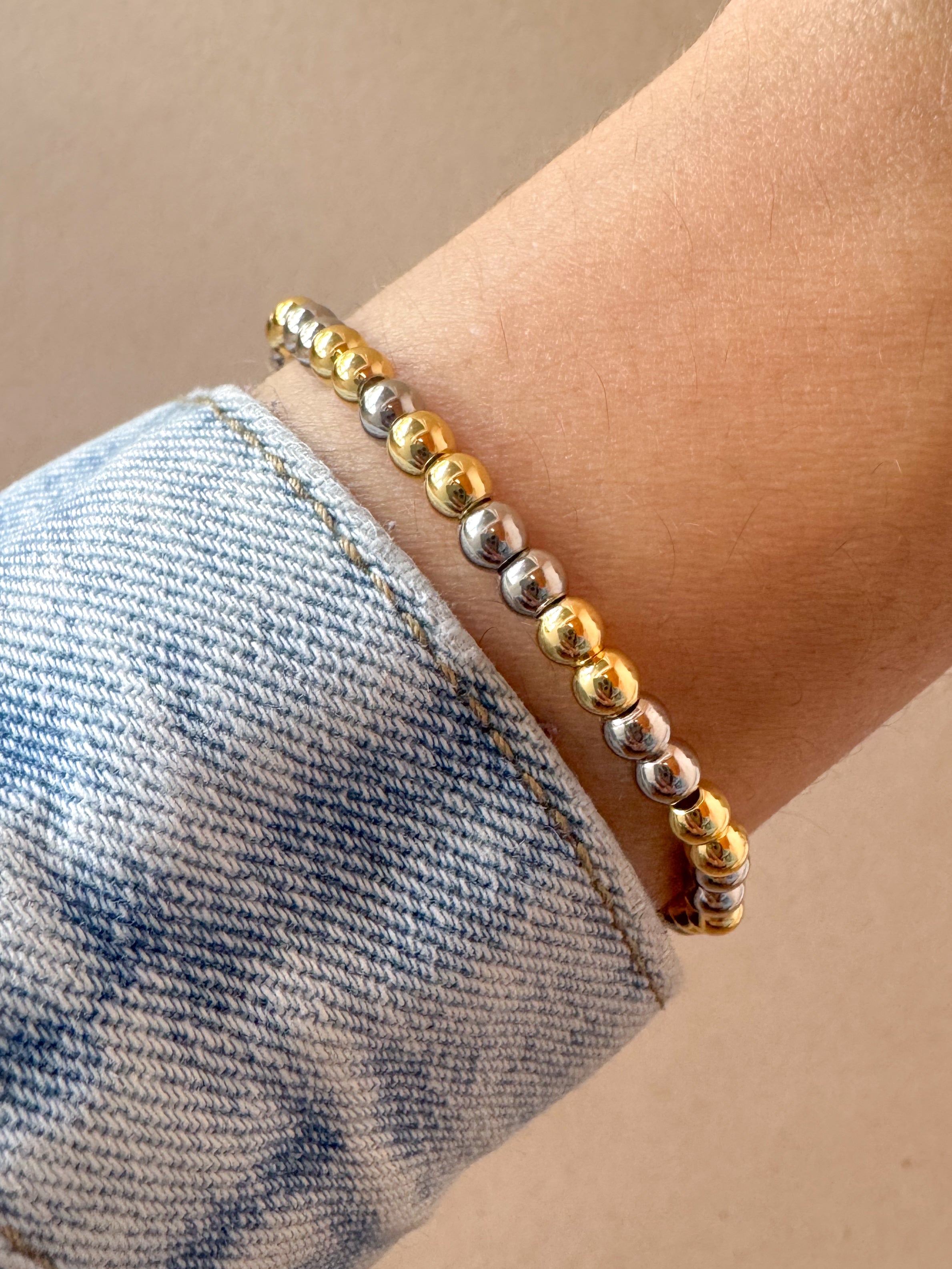 Plain 2 Gold 4mm Balls Bracelet