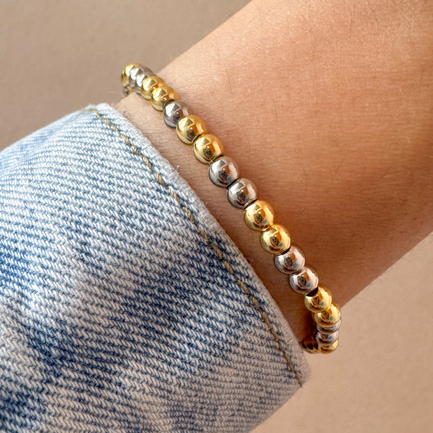 Plain 2 Gold 4mm Balls Bracelet