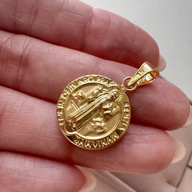 St. Benedict Medal 18k Solid Gold Hollow Charm