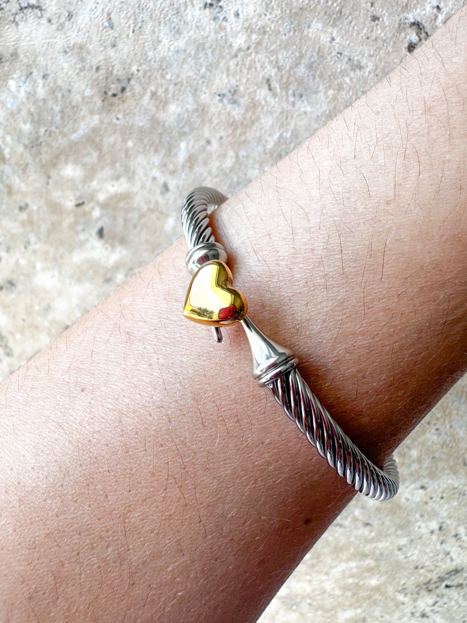Silver & Gold Heart Steel Bracelet