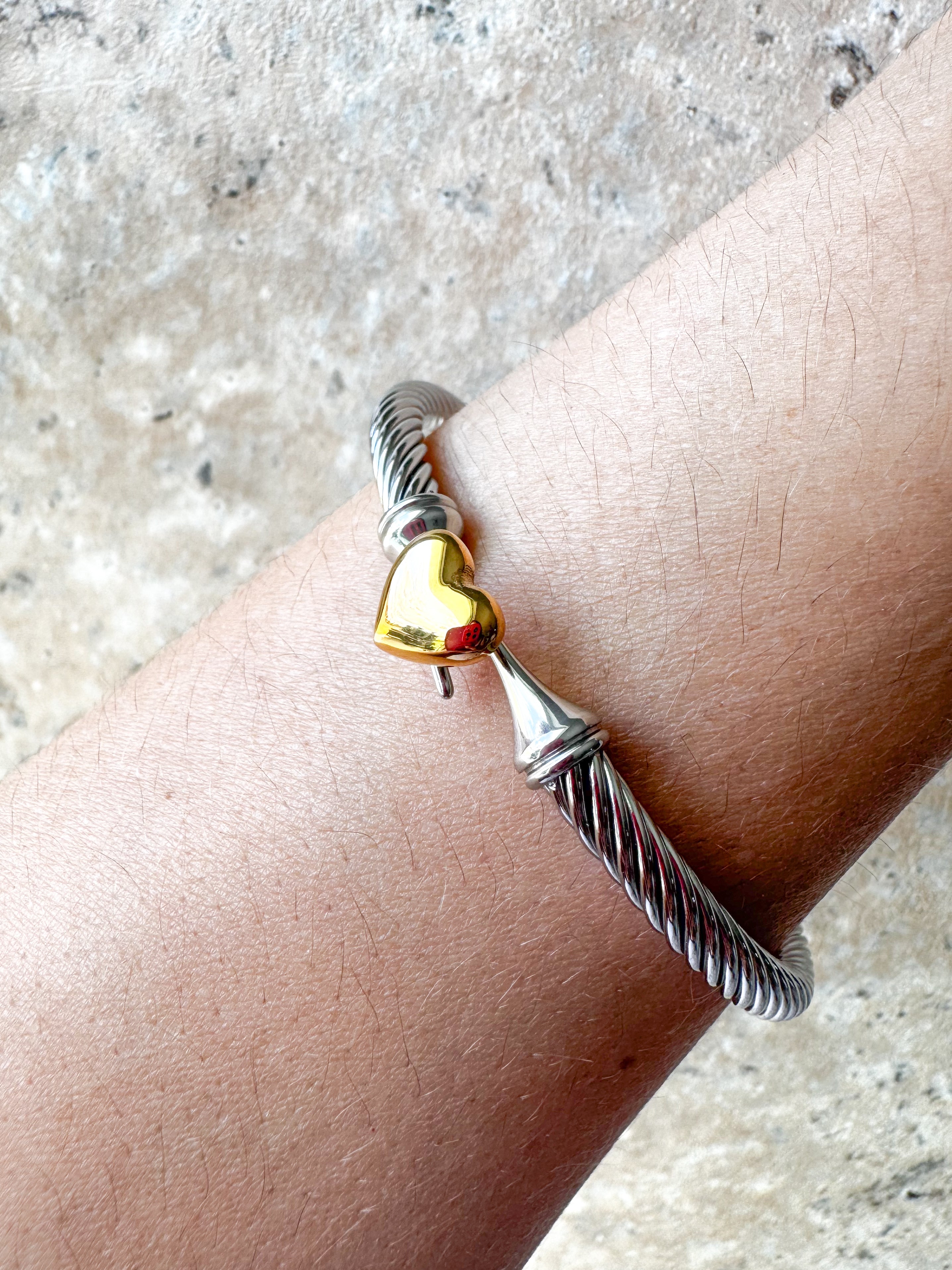 Silver & Gold Heart Steel Bracelet