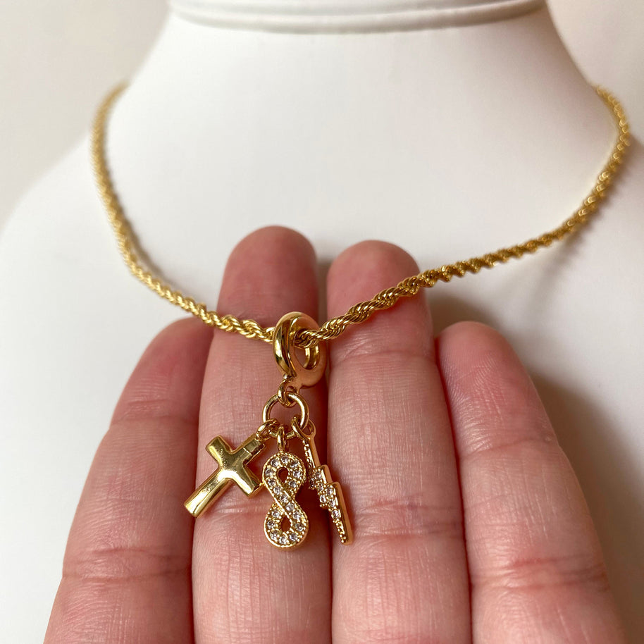 Infinite 3 Charms Style Golden Necklace