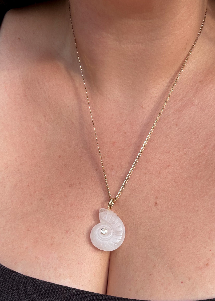 Shell Clear Quartz Charm Necklace