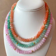 Orange, Green, Pink and Purple Crystal Beads Necklaces