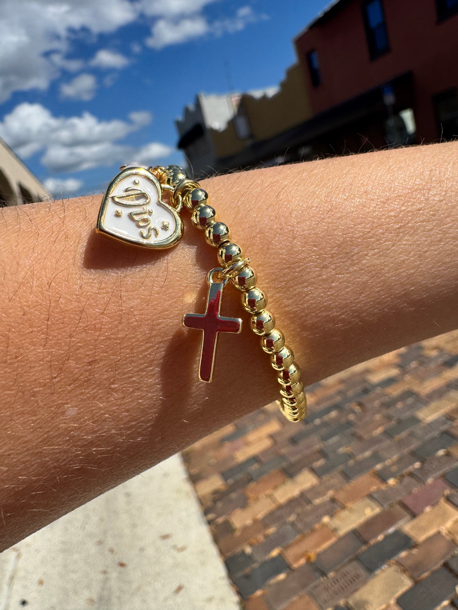 Dios, Crystal & Cross Bracelet