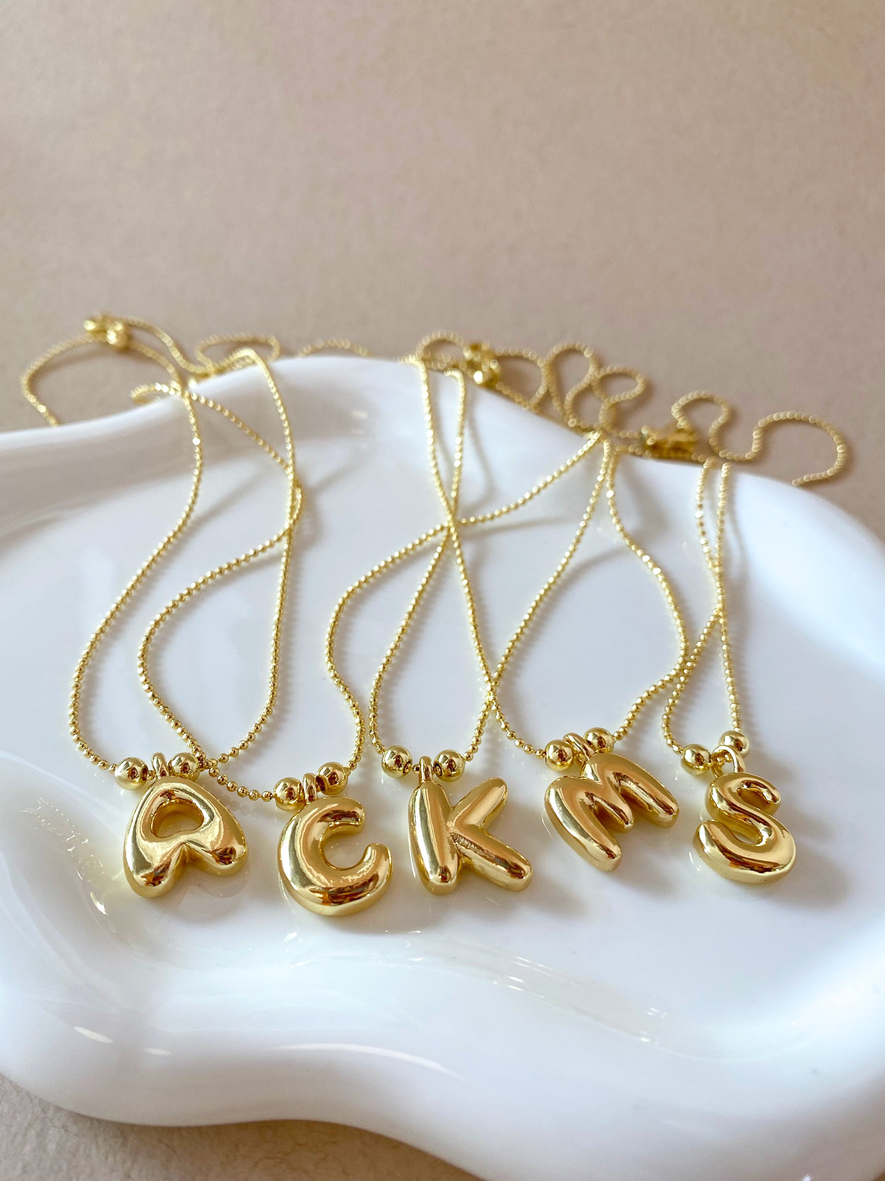 Adjustable Initials Bubble Charms Necklace