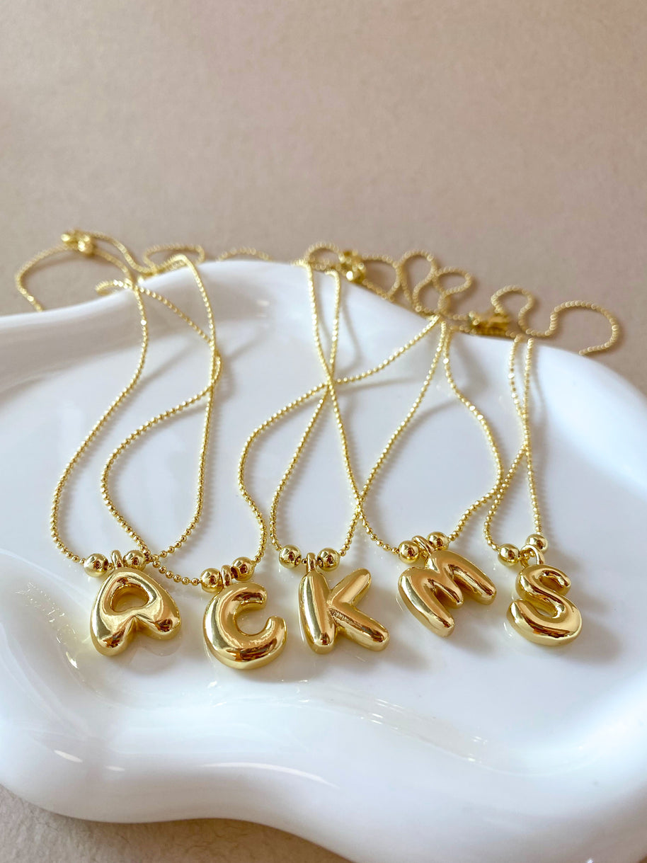 Adjustable Initials Bubble Charms Necklace