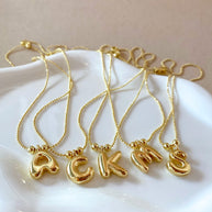 Adjustable Initials Bubble Charms Necklace