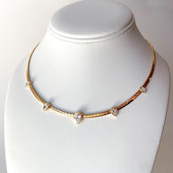 Golden Drop Zircons Choker Steel Necklace