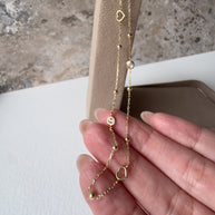 Hearts and Crystals 14k Solid Gold Necklace