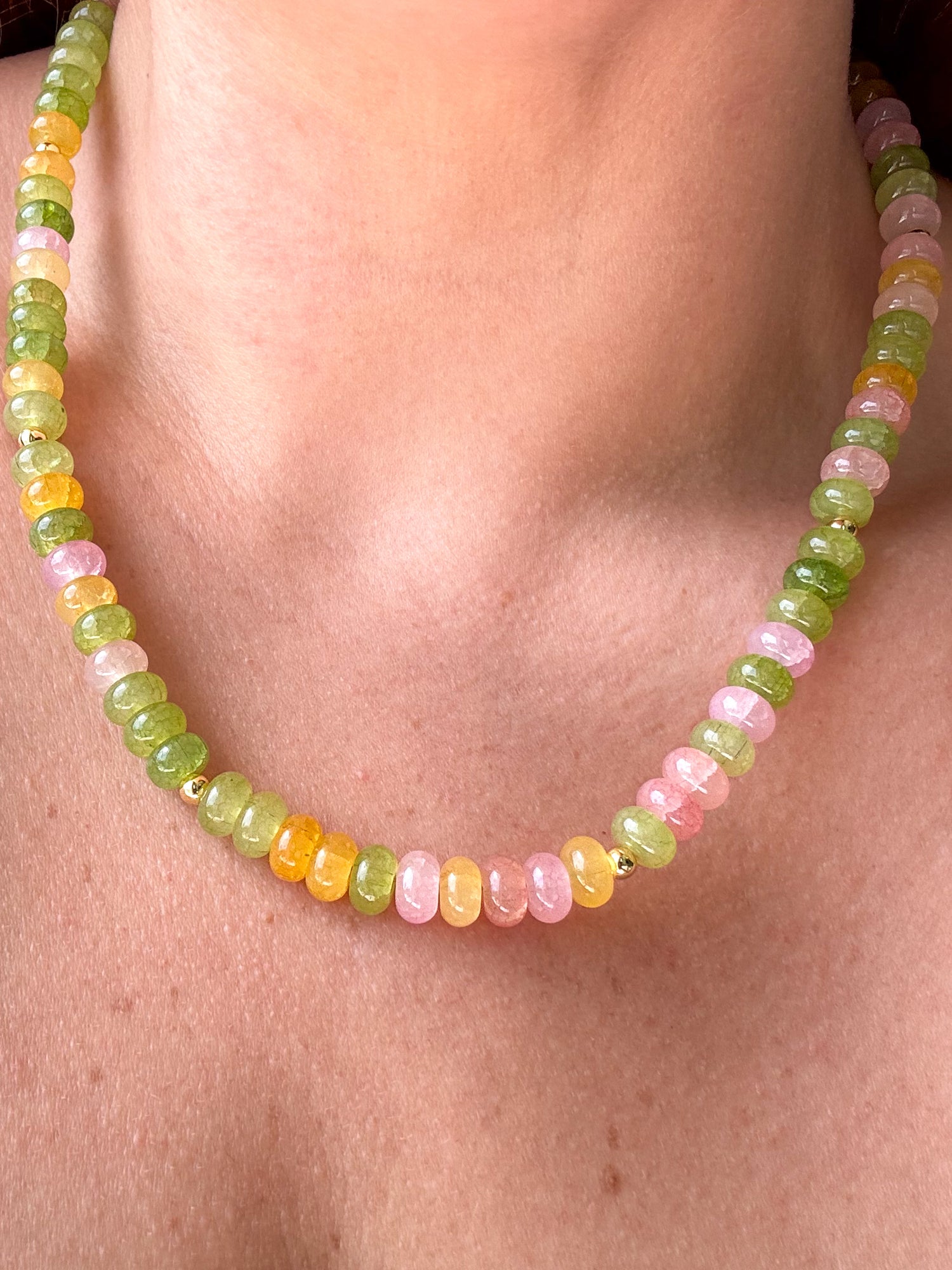 Multicolor Turmaline Beads Necklace