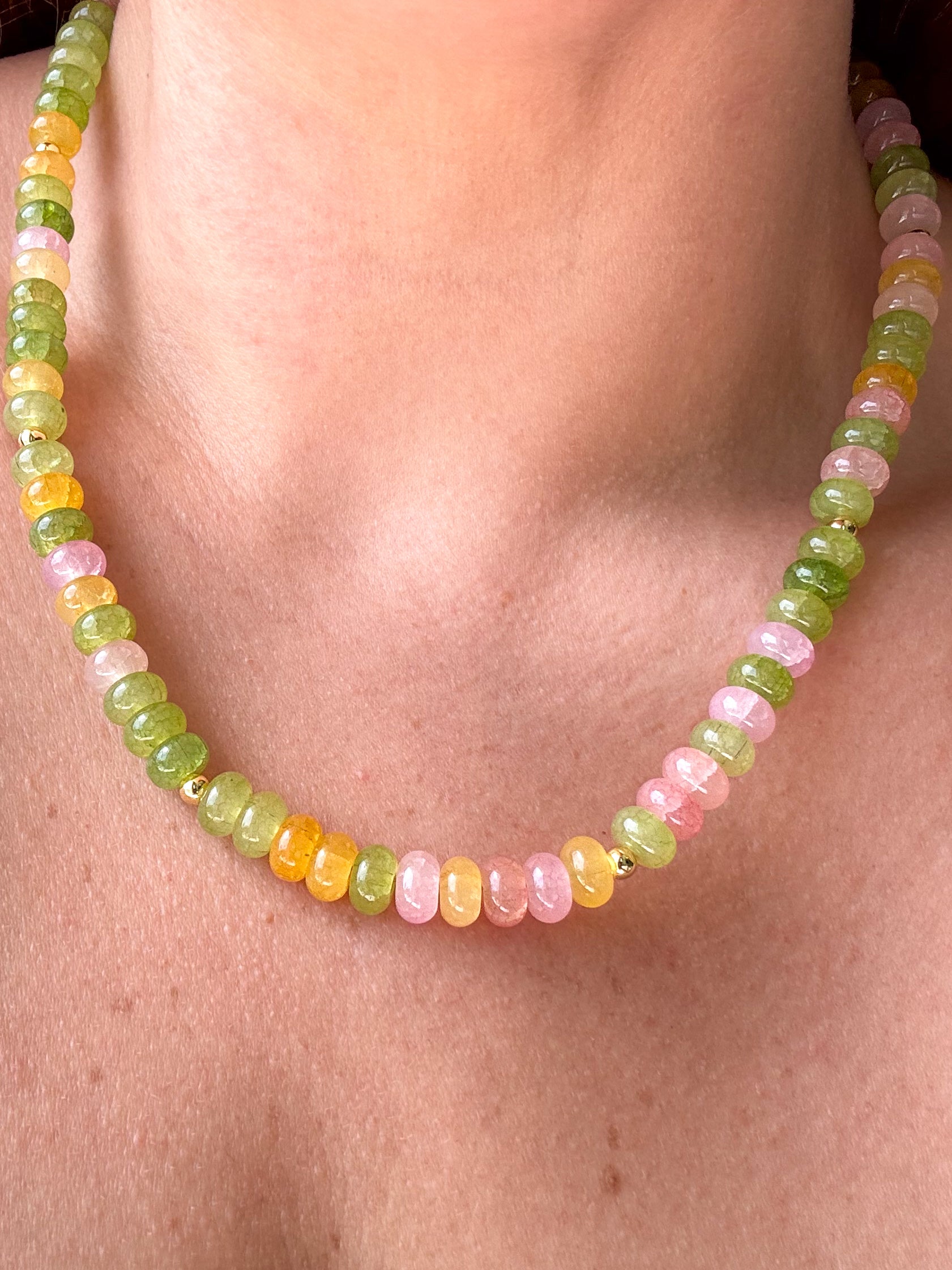 Multicolor Turmaline Beads Necklace