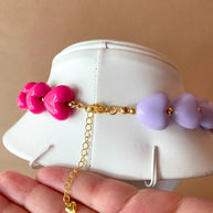 Big Purple and Pink Hearts Pattern Necklace