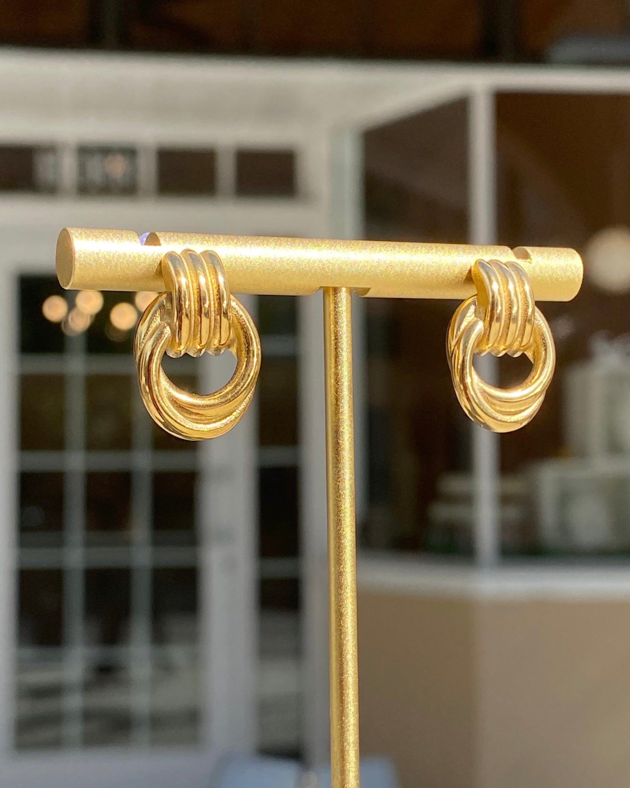 Interlaced Steel Golden Earrings