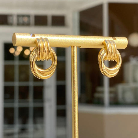 Interlaced Steel Golden Earrings