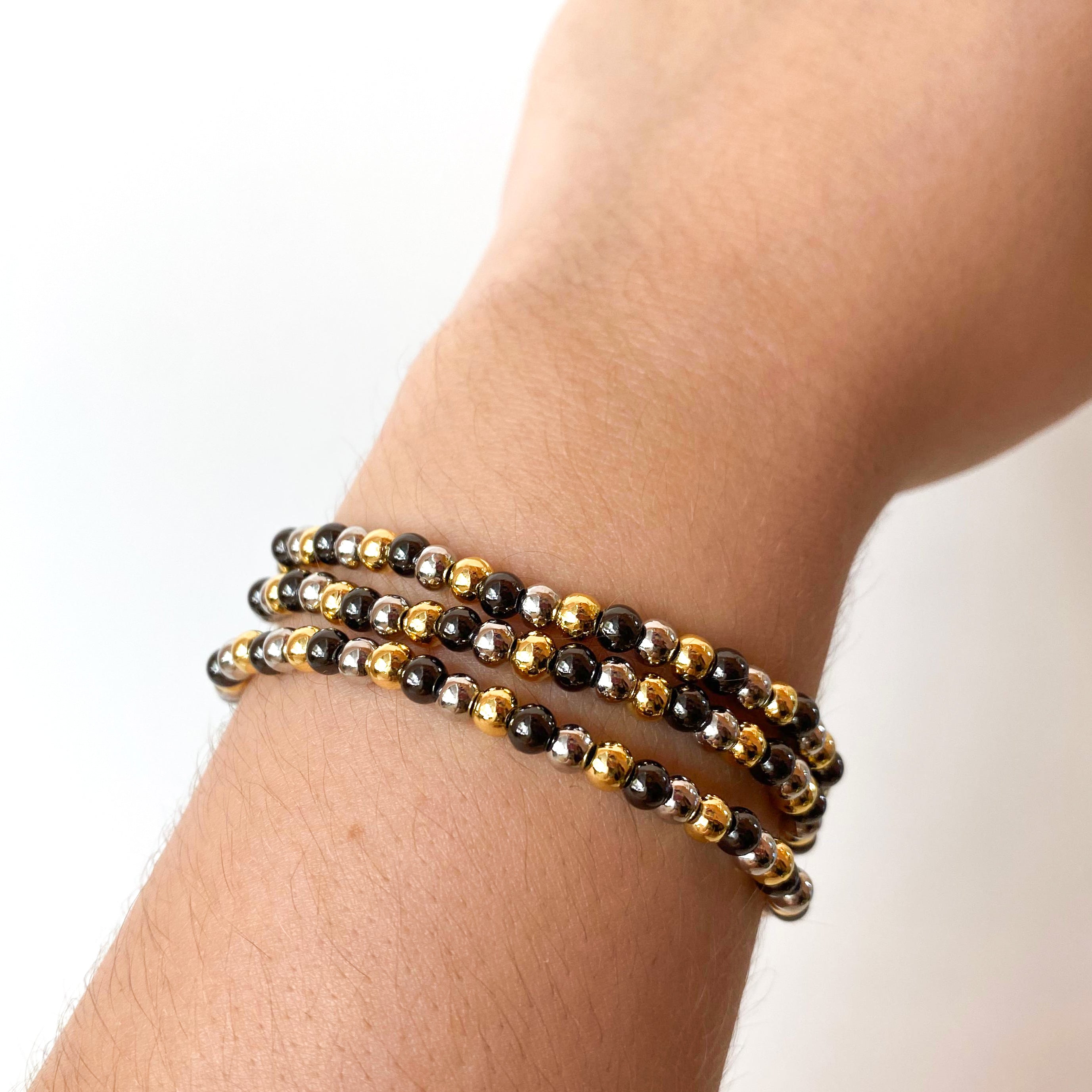 Silver, Gold and Black 3 Layers Adjustable Bracelet