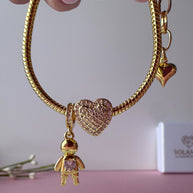 Golden Big Heart Crystal Kids Bracelet
