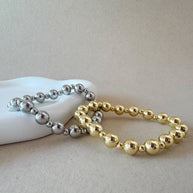 Medium & Little Balls Elastic Bracelets in Silver & Gold
