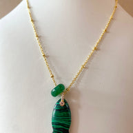 Green Malachite Stone Fish Charm and Turkish Necklace