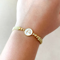 White Faith & Beige Adjustable Thread Bracelet