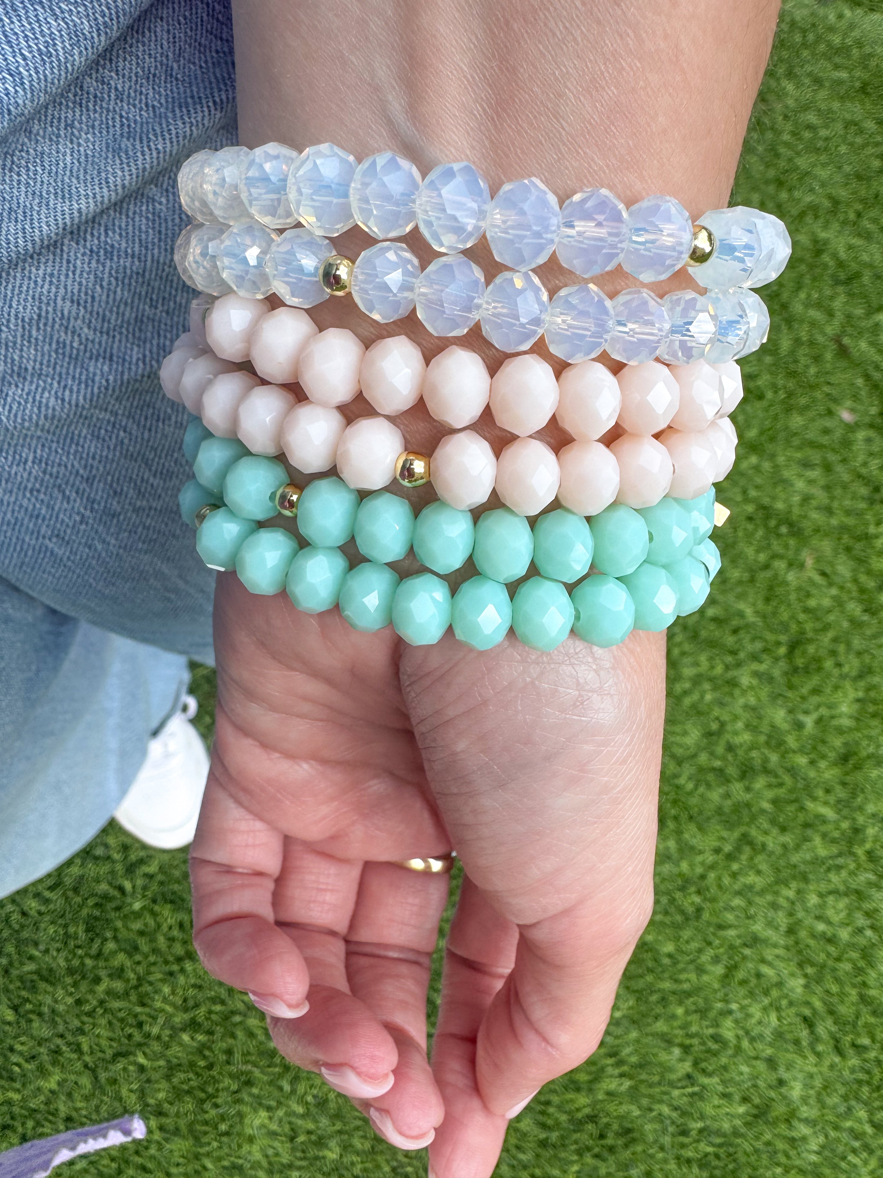 Rosary Style Pastel Colors Crystals Bracelets