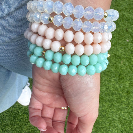 Rosary Style Pastel Colors Crystals Bracelets