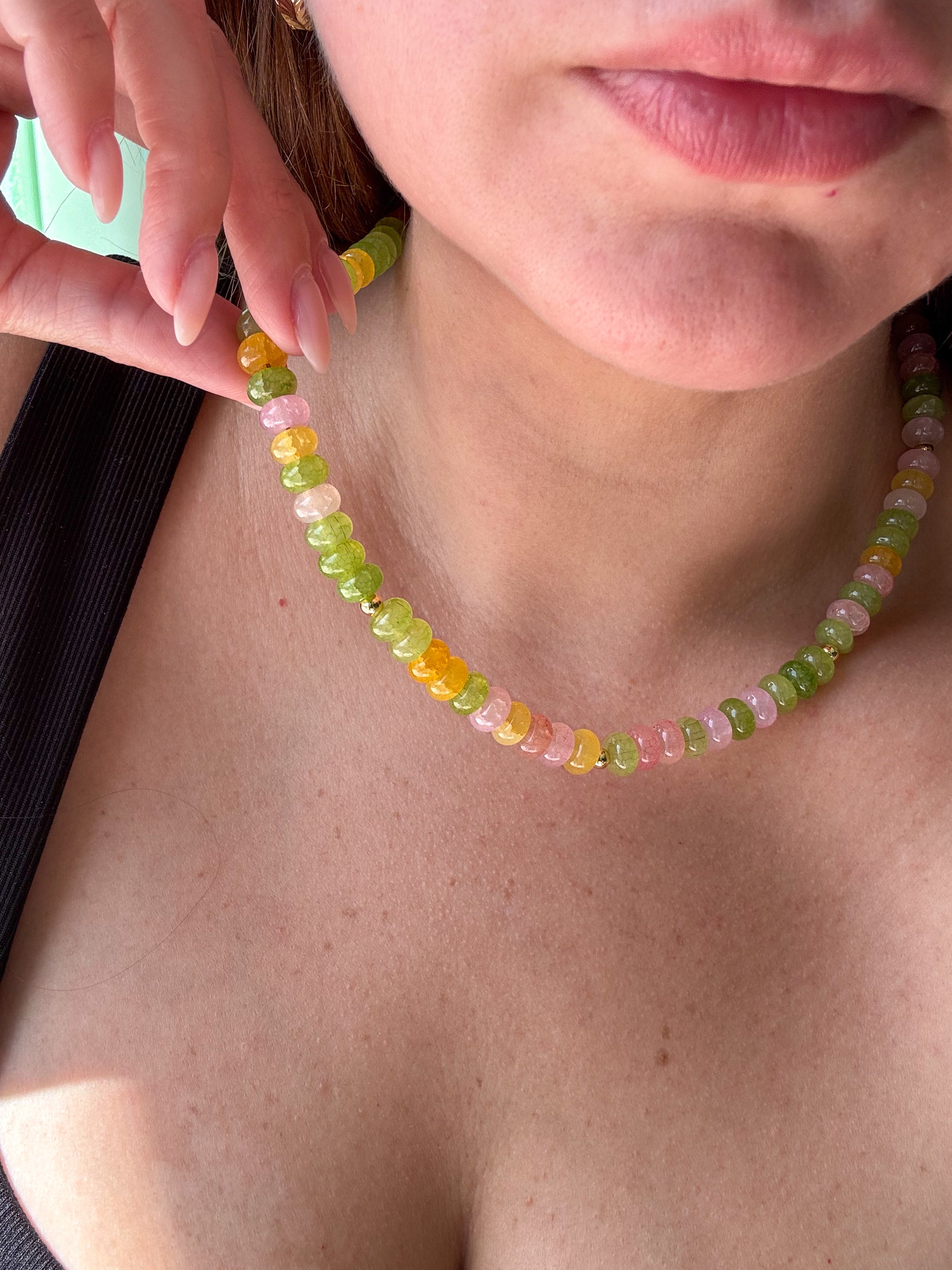 Multicolor Turmaline Beads Necklace