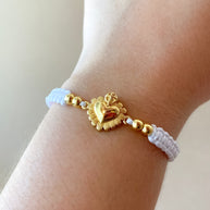 Heart of Jesus White Thread Adjustable Bracelet