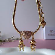 Golden Big Heart Crystal Kids Bracelet
