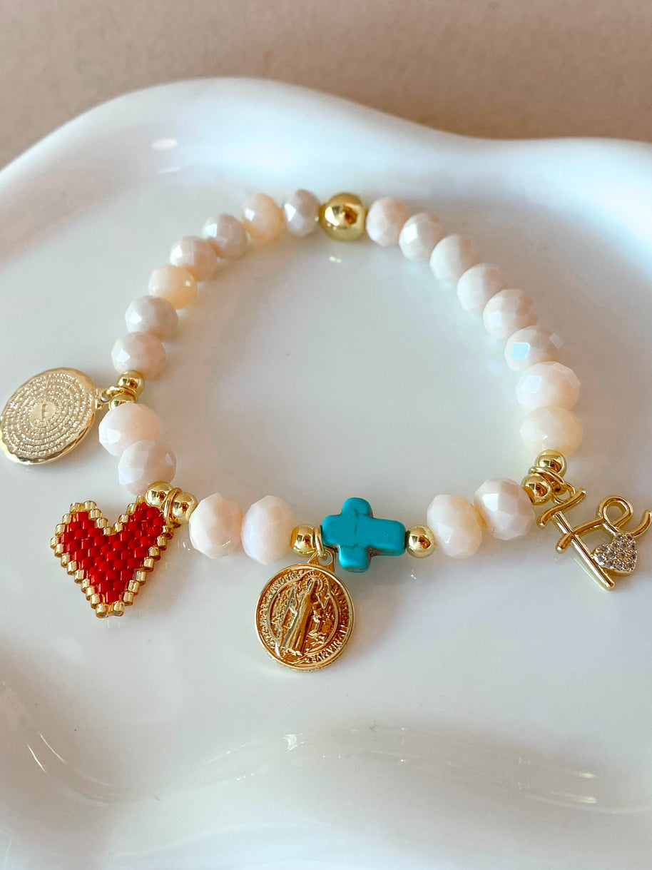 2 Styles of St Benedict, Cross and Faith Charms Bracelets